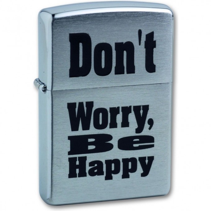 Зажигалка ZIPPO DON`T WORRY с покрытием Brushed Chrome латунь/сталь 38x13x57 серебристая 200 Dontworry